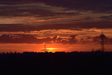 sunset over the city