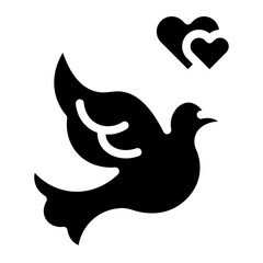 dove with heart glyph 