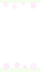 16:9 シンプルな桜の花びら黄緑フレーム⭐︎PNG