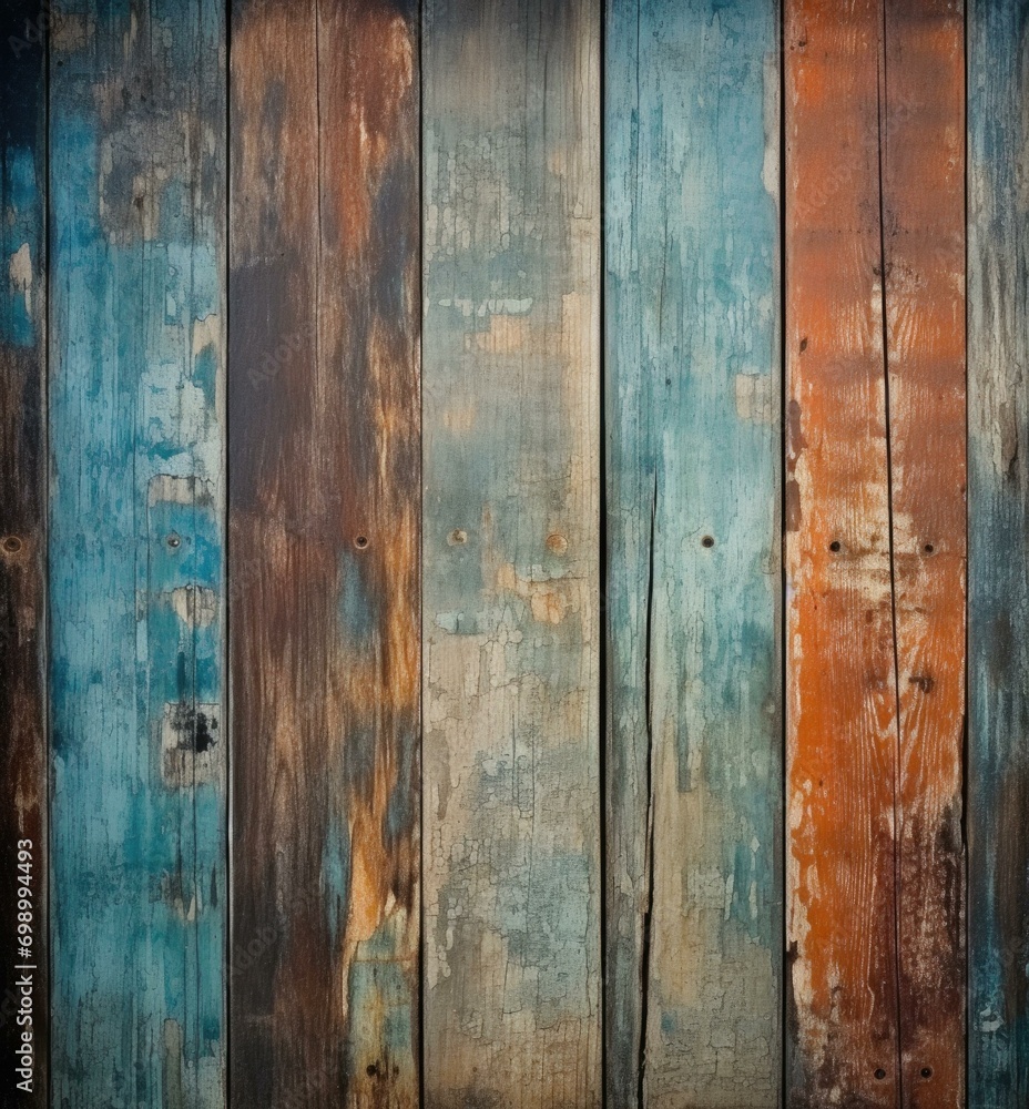 Poster aged wooden planks with weathered paint, creating a rustic backdrop. generative ai.