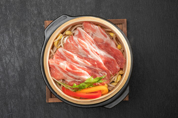 蒸し豚料理　Healthy steamed pork home cooking - 698994452