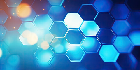 Obraz na płótnie Canvas A close up of hexagonals on a blue background. Suitable for technology, abstract design, science, and geometric themed projects. Ideal for web design or digital backgrounds.