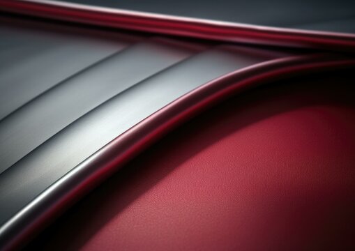 A sleek red and black car with a curved surface. Generative AI.