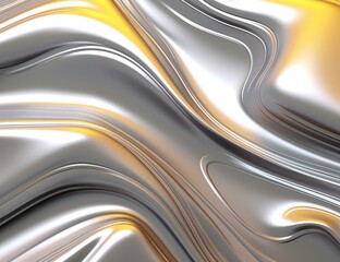 A dynamic metallic background with silver and gold waves, creating a modern aesthetic. Generative AI.