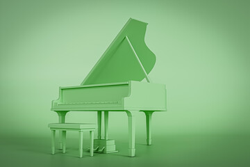 grand piano isolated on green background