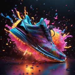 shoe with color burst explosion flow