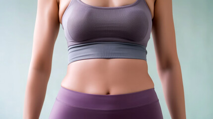 closed up waist of strong woman,wear fitness cloth