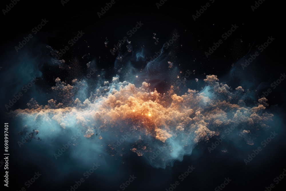 Poster abstract smoke on black background. fantasy fractal texture. digital art. 3d rendering, a dense clou