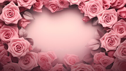 Valentine's Day background with pink roses, decorative flower background pattern, PPT background