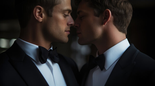Heartfelt union of two loving men, celebrating beautiful marriage.