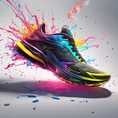 shoe with color burst explosion flow