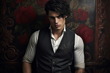 Fototapeta premium Edgy male fashion street photo. Man summer adult lifestyle. Generate Ai