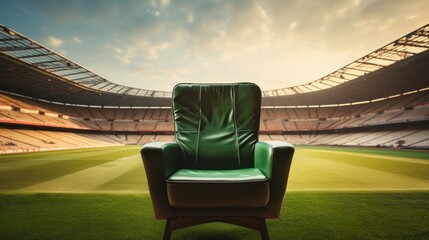 Luxury Armchair in the Middle of an Empty Stadium - obrazy, fototapety, plakaty