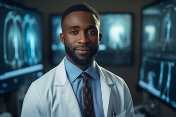 Obraz premium Experienced doctor in operation room analyzing x ray diagnosis surgeon radiologist Generative AI
