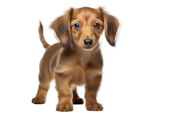 adorable teckel puppy dog on transparent background - obrazy, fototapety, plakaty