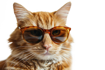 red street cat in sunglasses