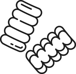 Riccioli pasta type isolated outline icon. Vector homemade pasta, italian cuisine food, rolled fresh fettuccine of wheat dough