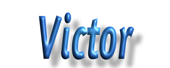 Victor - lettering - light blue color, embossed tubular font, transparent background, holiday party design, vector project		

