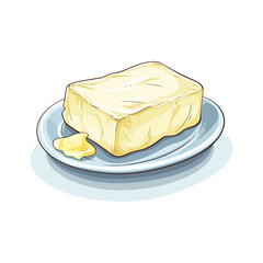 piece of cheese , dessert food for breakfast on plate illustration design