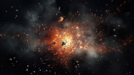 Explosion in space. Generative AI - obrazy, fototapety, plakaty