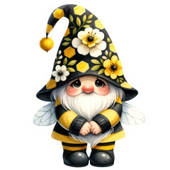 Cute Gnome In Bee themed Outfit Spreading Love Valentines Clipart Illustration