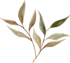 Watercolor green leaves