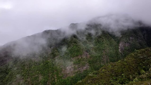 The Dimitilles highland on Reunion Island accross the clouds