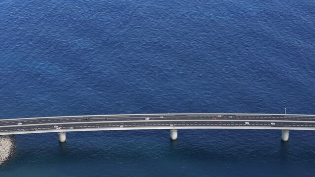The new littoral road on Reunion Island drone view