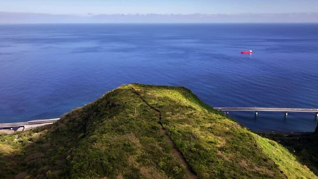The new littoral road on Reunion Island view from the sky