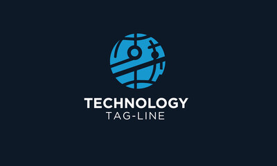 Technology minimal blue logo icon , tech company - 02