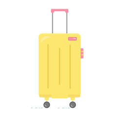 Illustration of a suitcase on wheels. Illustration in flat style on white background