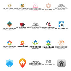 Home building property set logo on white background