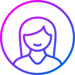 Profile picture Icon, avatar, user, account, woman, gradient icon	