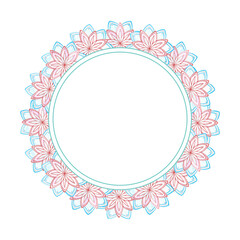 Hand drawn watercolor beautiful snow flakes wreath frame border isolated on white background. Can be used for cards, labels, banner and other printed products.