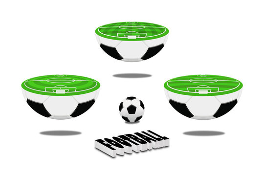 Set of football theme images. 3d sports illustration.