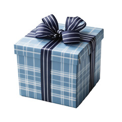 Blue Plaid Gift Box: The Perfect Surprise for Any Occasion On transparent background PNG file