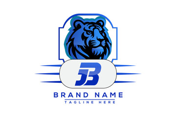 BJ Tiger logo Blue Design. Vector logo design for business.