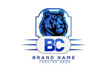 BC Tiger logo Blue Design. Vector logo design for business.