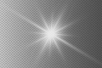 
Vector transparent sunlight, lens flare special effect. solar flare on the front lens. Vector blur in the glow of light.