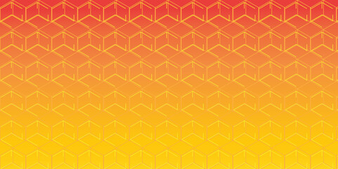 Abstract orange background with triangles. Seamless geometric pattern honeycomb design. Hexagon cell structure vector mosaic background. 