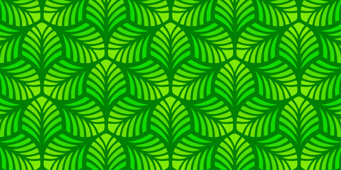 Stylish seamless green leaf pattern for wall decoration, fabric and ornament