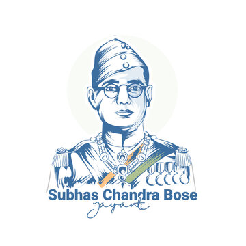 vector illustration of netaji subhash chandra bose with white background.