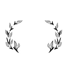 Floral Wreath Of Leaves In Thick Branches Graphic Vector Illustration