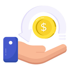 Conceptual flat design icon of money return 

