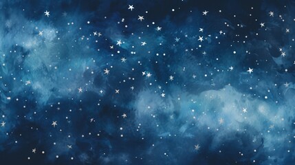 watercolor wallpaper Many large stars Partially overlapping blue night background