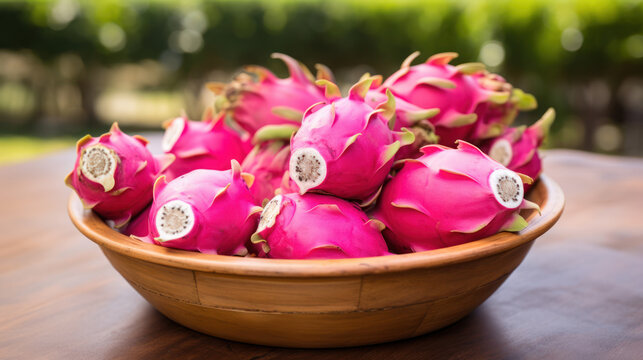 Whole dragon fruit isolated on white background.