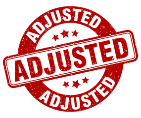 adjusted stamp. adjusted label. round grunge sign