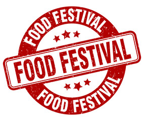 food festival stamp. food festival label. round grunge sign