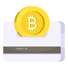 A colored design icon of bitcoin credit card 

