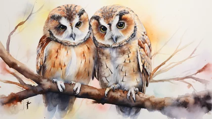 Foto op Aluminium Cute watercolor owl © Fauzia